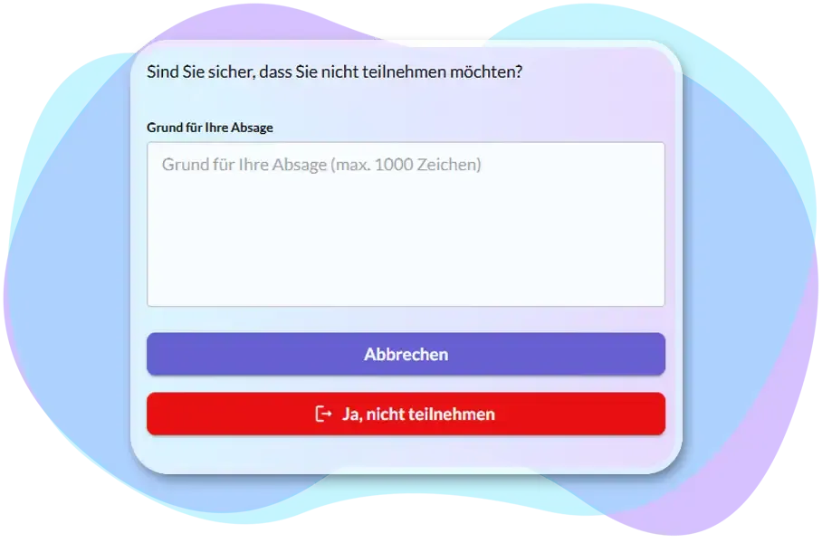 Teilnahme ablehnen Screenshot mit der Eingabemaske zum Ablehnen der Teilnahme an einer Angebotsabgabe.