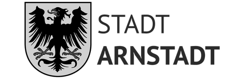 Wappen und Schriftzug im Referenz-Logo der Stadt Arnstadt als EMMIE-Kundin.