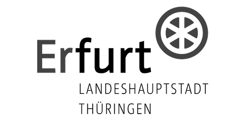 Referenz-Logo in grau von Erfurt, der Landeshauptstadt Thüringen.